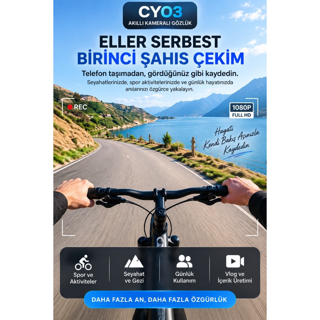 Harvox Cy03 Akilli Kamerali Gozluk 8 Mp 1080p Video Kayit Bluetooth Wifi Ai Ceviri Destekli