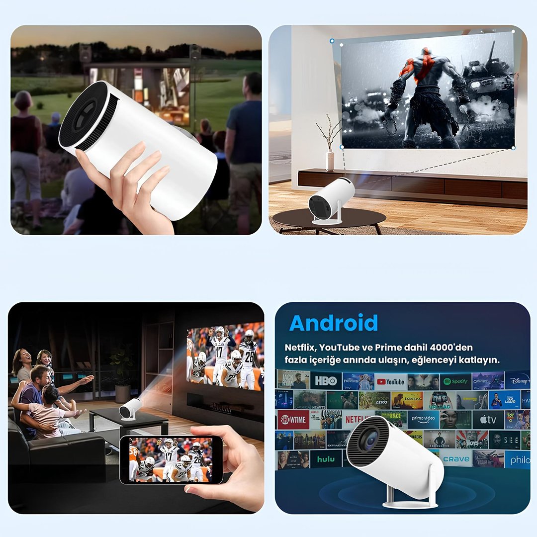 Harvox HY300 Pro Upgrade Projeksiyon Cihazı | Android WiFi Bluetooth Taşınabilir Mini Projektör (HD 720P) kullanım alanları