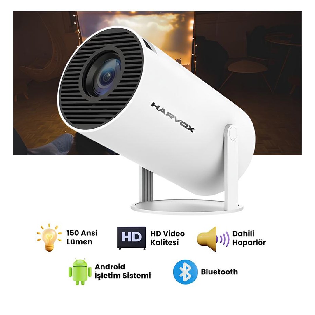 Harvox HY300 Pro Upgrade Projeksiyon Cihazı | Android WiFi Bluetooth Taşınabilir Mini Projektör (HD 720P) özellikler