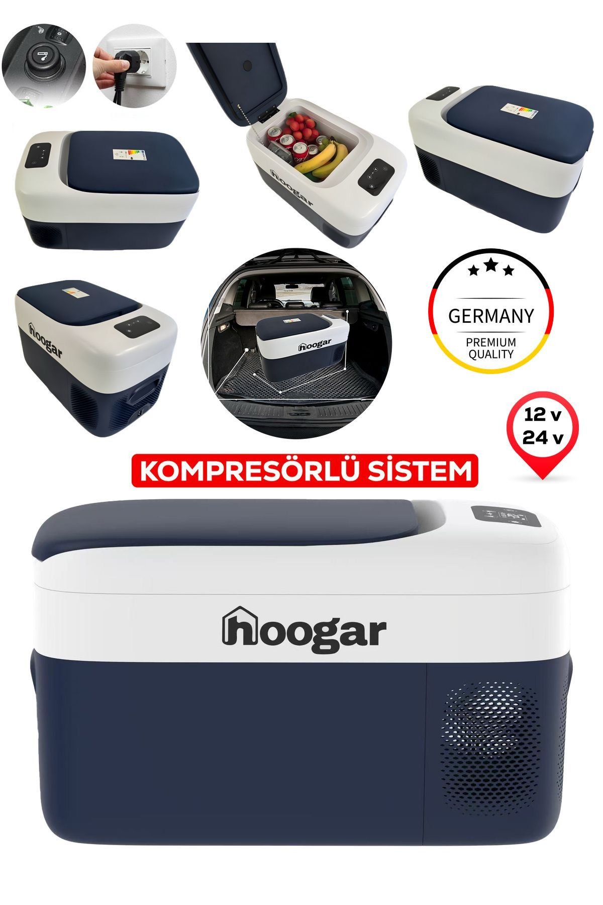 Hooger EEA457 Led Ekran 21-25 Lt Oto Karavan Tekne Tır Buzdolabı 12-24v -20 Derece Hızlı Soğutma Model ve Fiyatları