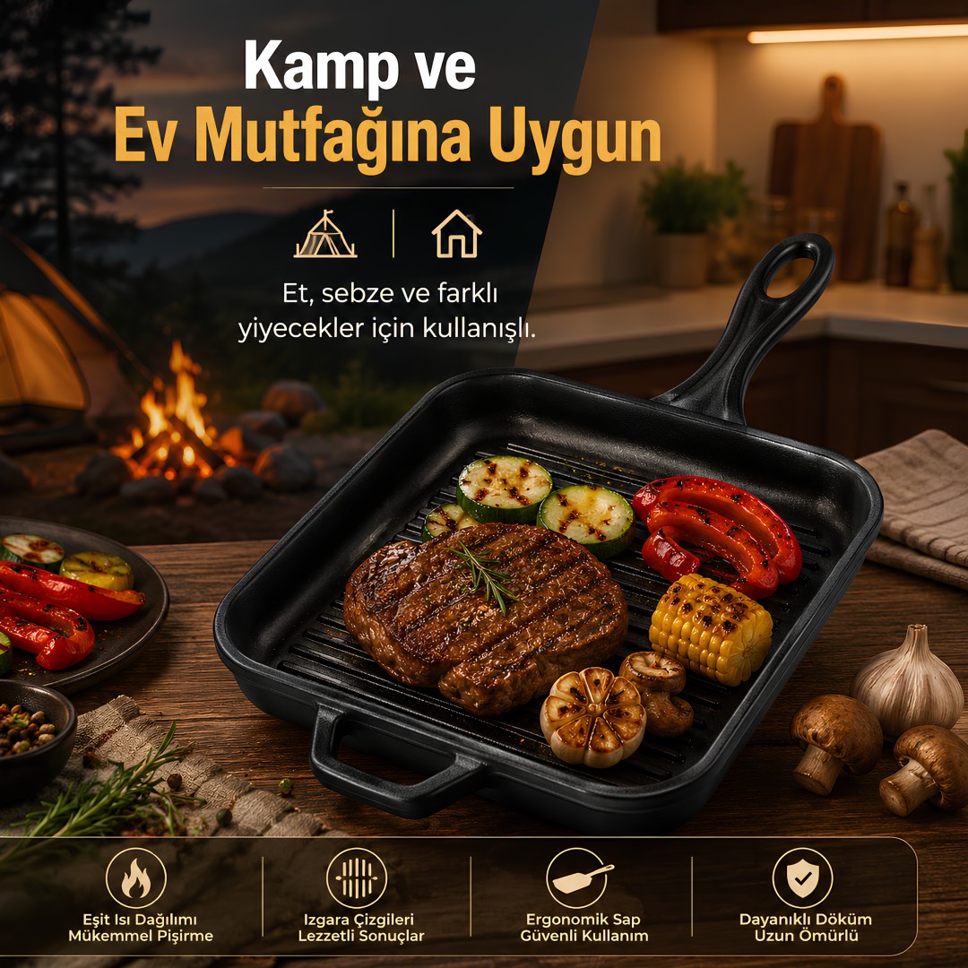 Hosse HS-230388 Yardımcı Kulplu Kare Grill Tava model fiyatlar