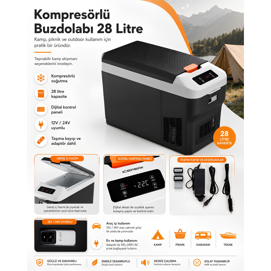 IcePeak IP-REGA-28LT-SYH Rega Kompresörlü Buzdolabı 28 Litre teknik özellikleri