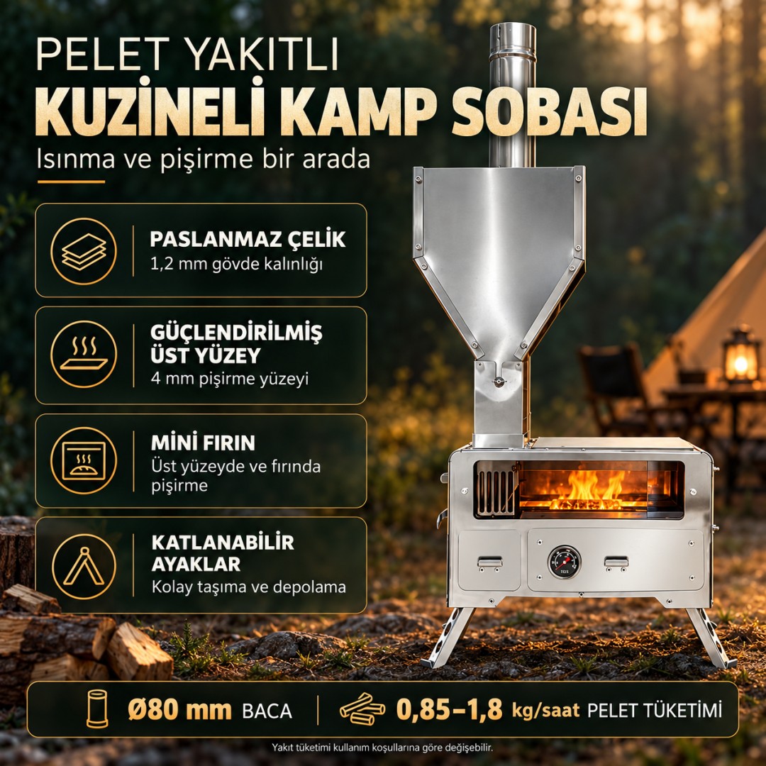 Ifyil If001 Pelet Yakitli Kuzineli Kamp Cadir Sobasi Ozellikler