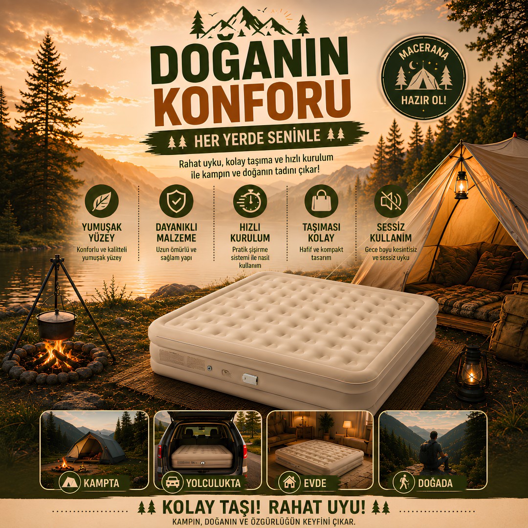 Inflatable Mattress Kmp263 Uc Kisilik Sisme Yatak Teknik Ozellikler