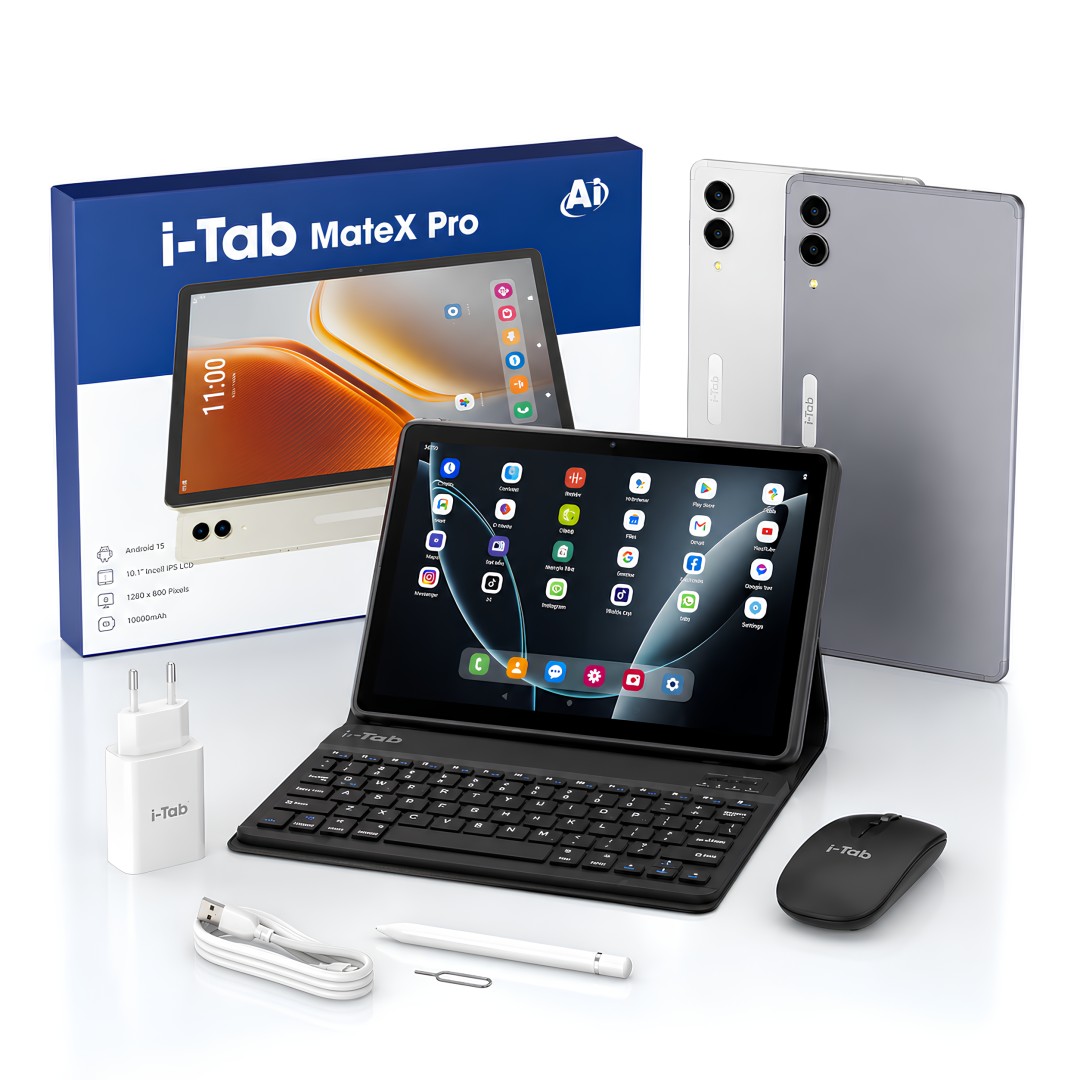 i-Tab MateX Pro 10.1 İnç Android 15 Klavyeli Mouse Kalemli Tablet 16GB RAM 1TB