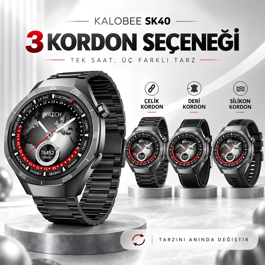 Kalobee Sk40 49 Mm Amoled 3 Kordonlu Akilli Saat