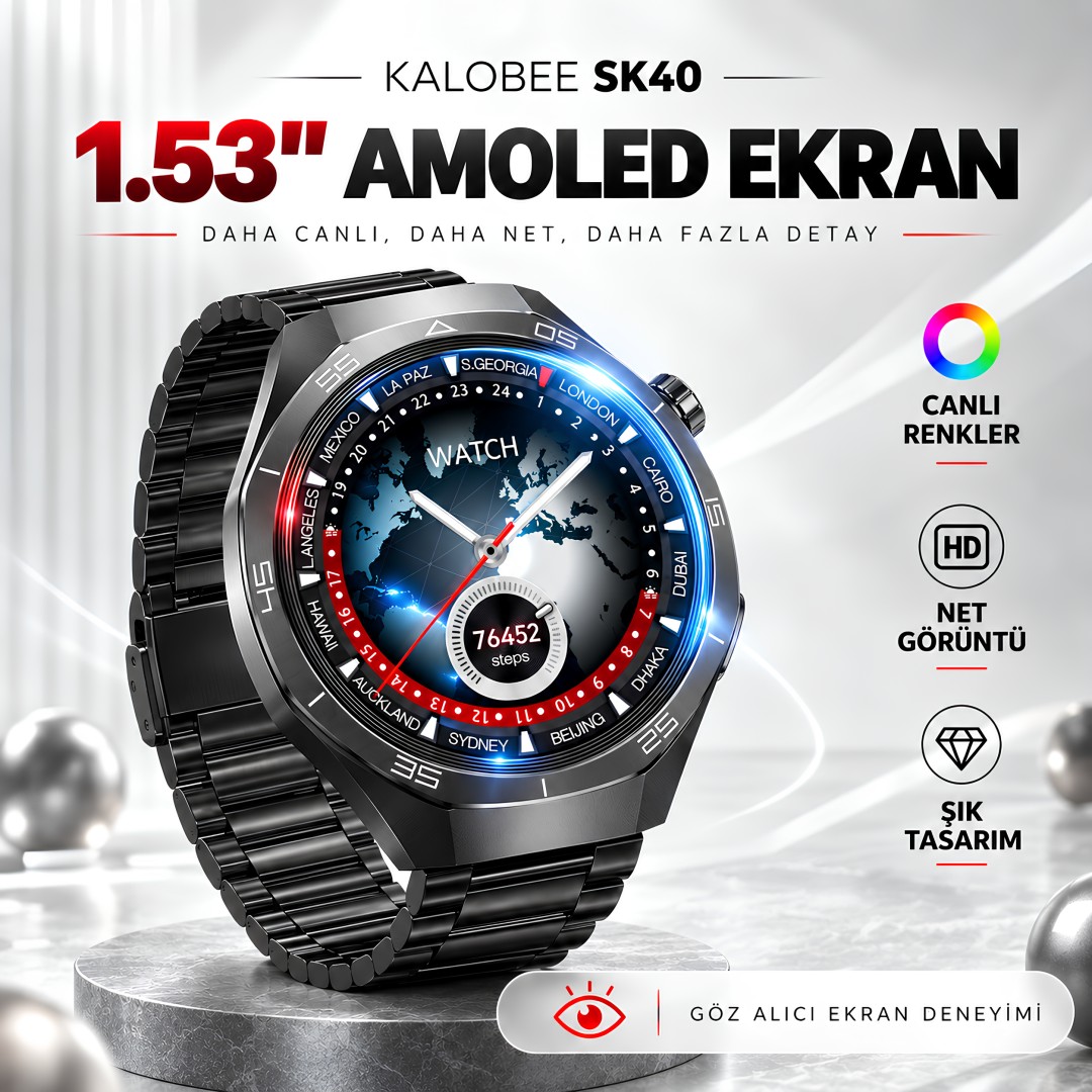 Kalobee Sk40 49 Mm Amoled 3 Kordonlu Akilli Saat