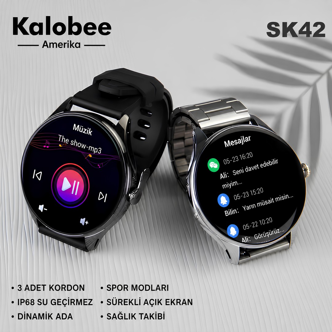 Kalobee Sk42 Amoled 3 Kordonlu Ince Kasa Akilli Saat Ayrintilar