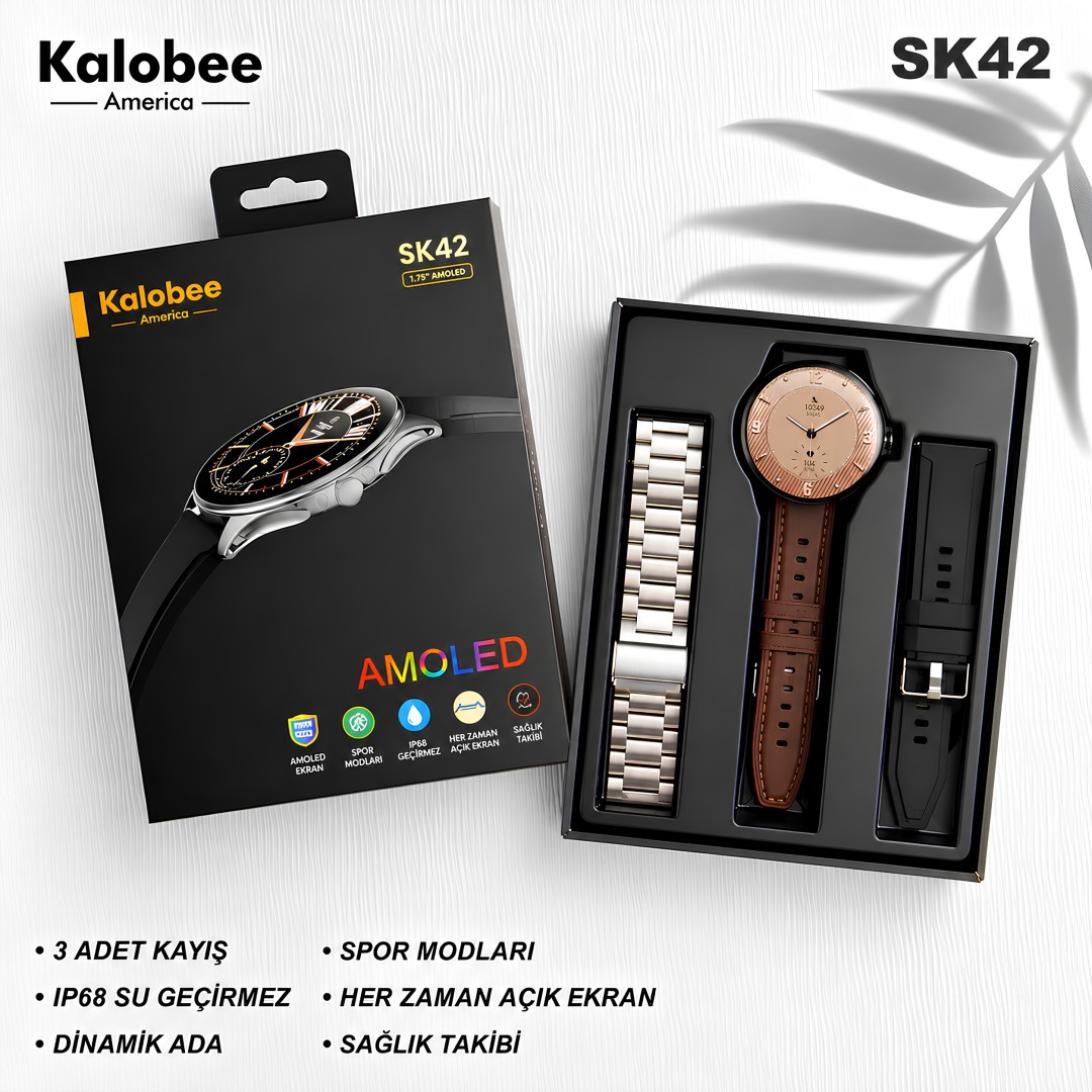 Kalobee Sk42 Amoled 3 Kordonlu Ince Kasa Akilli Saat Teknik Ozellikler