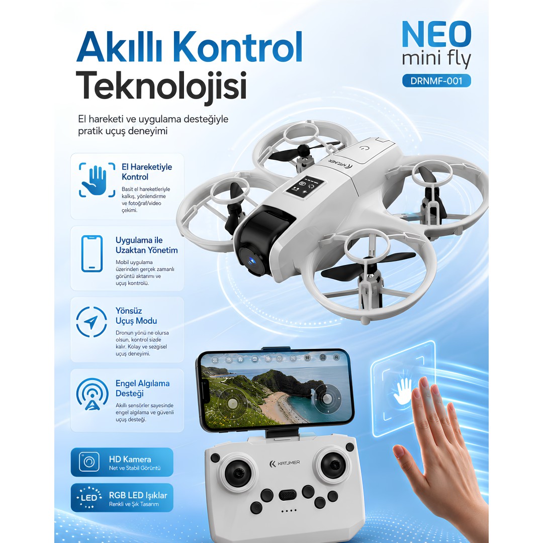 Katjmer DRNMF-001 Neo Mini Fly Kameralı Akıllı Mini Drone özellikleri