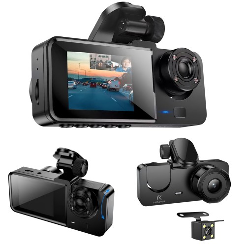 Katjmer KTDC001 WiFi Full HD 3 Kameralı Araç İçi Güvenlik Kamerası – Ön İç Arka Kayıt