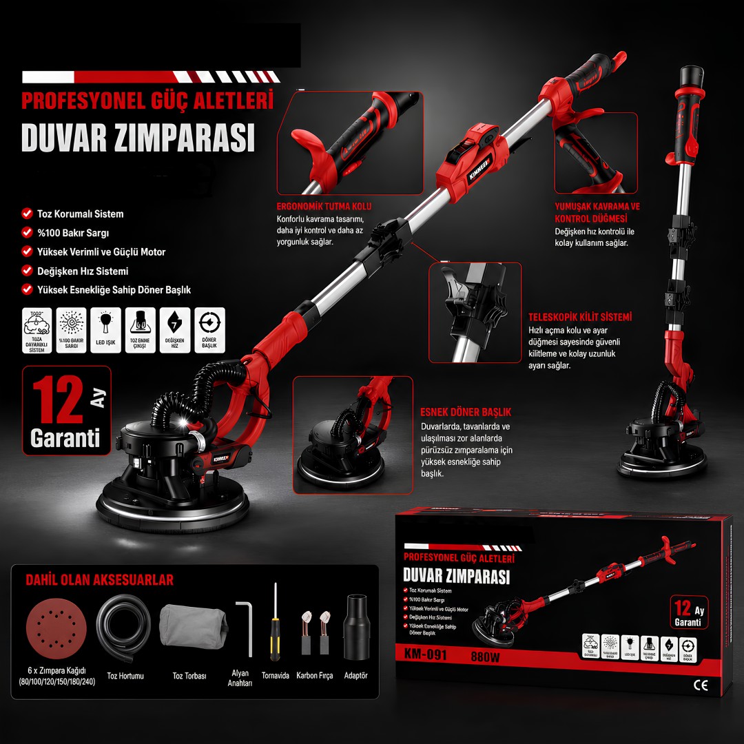 Kimmer Plus Km 091 Profesyonel Duvar Tavan Zimpara Makinesi 880w Model Fiyatlar