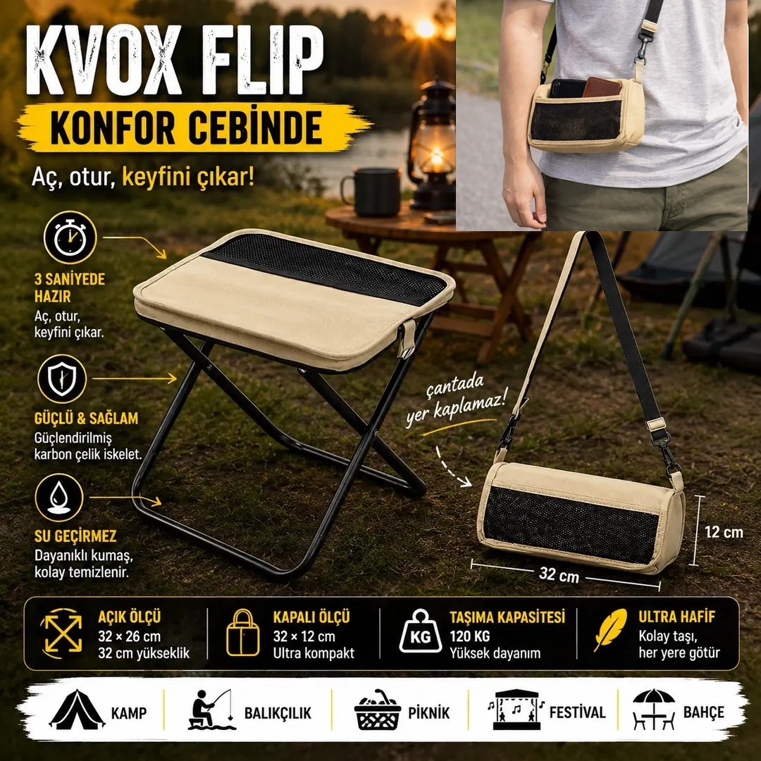 Kvox Flip 120 Kg Katlanir Kamp Taburesi Ozellikler