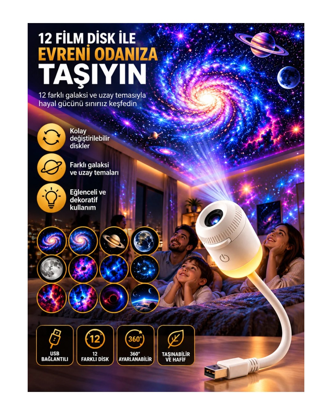 Lambox Gl001 Yildizli Oda Galaksi Projektoru Kullanim