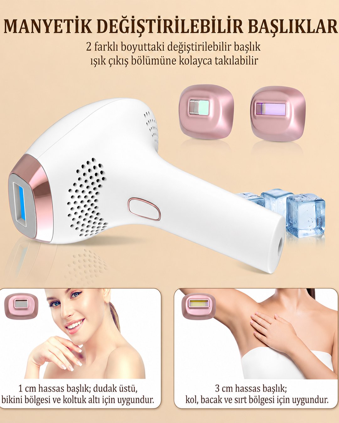 Lumiva LV001 buz sogutmalı ipl epilasyon cihazı başlıkları