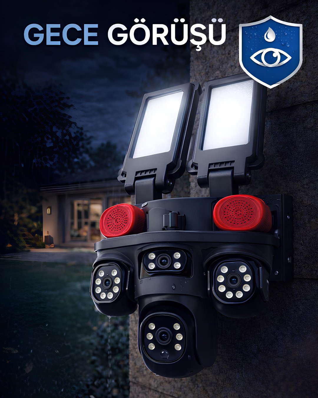 Onqam ON-SG5220-AOV 4G Solar Güvenlik Kamerası 2 Lens 3MP - Sim Kartlı 7-24 Kayıt gece görüşü