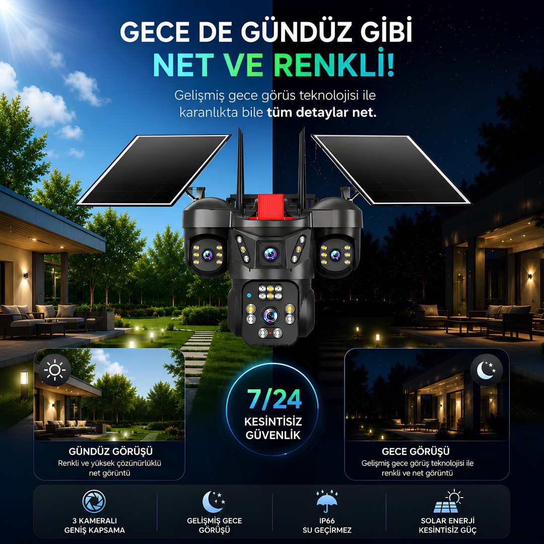 Onqam Sw4 4 Kamerali Solar Aov Wifi Guvenlik Kamerasi Gece Gunduz Ozellikleri