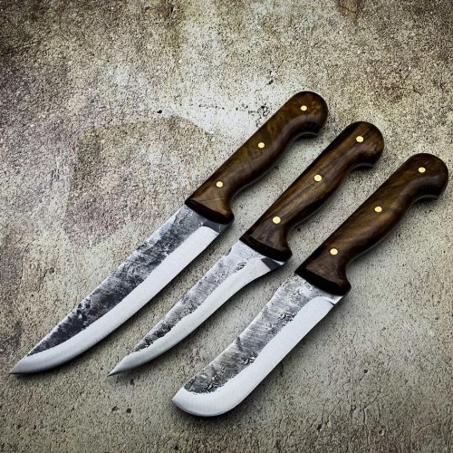 EEA415 El Yapımı 3lü Bıçak Seti Yerli Üretim Dövme Çelik Premium Set Kurban Bıçak Seti