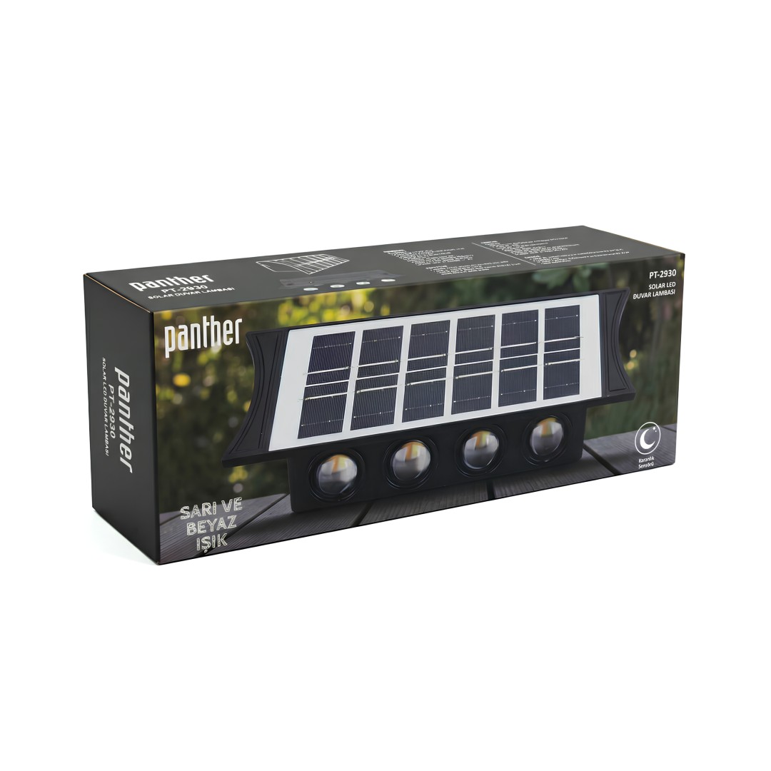 Panther Pt 2930 Solar Cift Renk Led Duvar Lambasi Kutu Icerigi