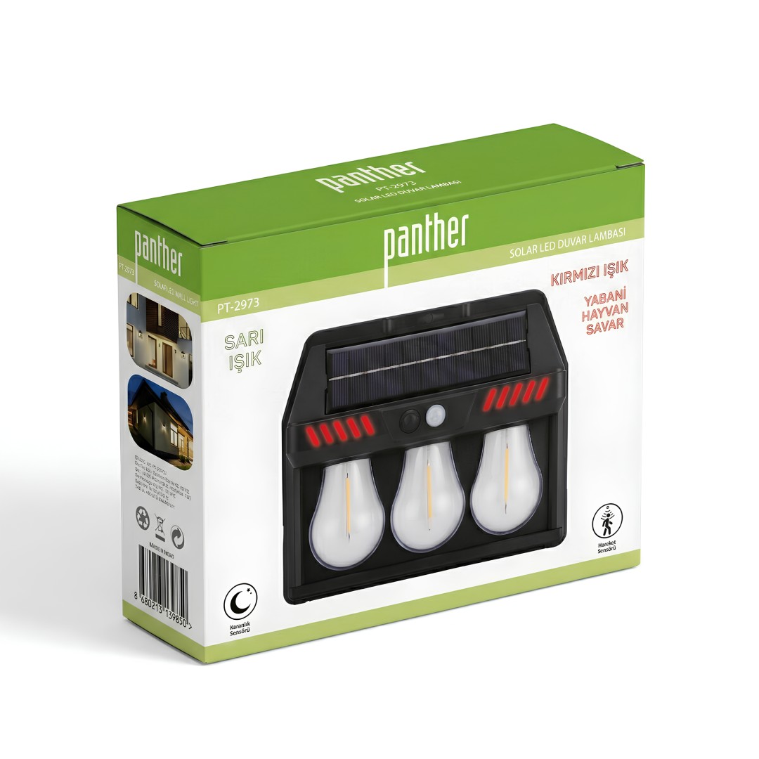 Panther Pt 2973 Solar Sensorlu Led Duvar Lambasi Kutu Icerigi