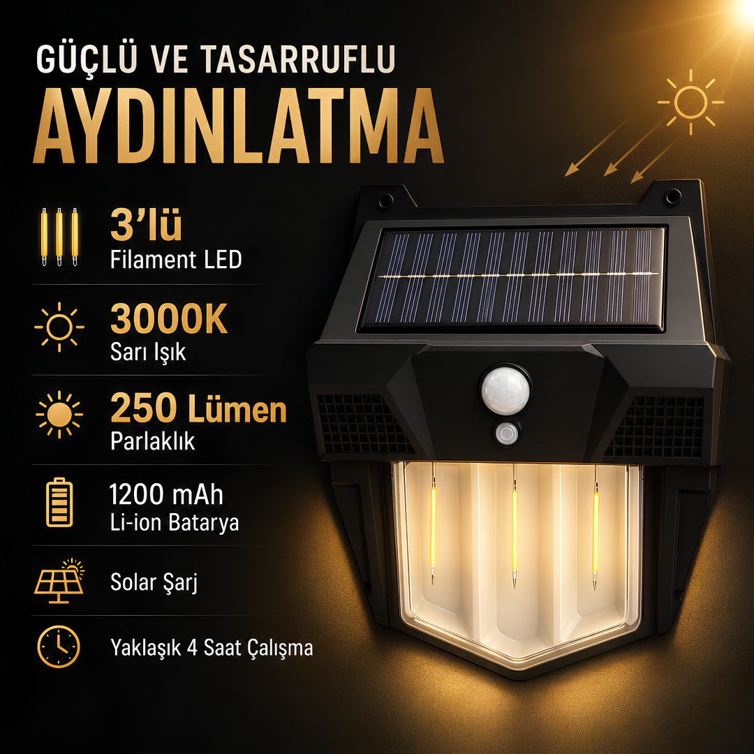 Panther Pt 2983 Solar Sensorlu Led Duvar Lambasi Teknik Ozellikleri
