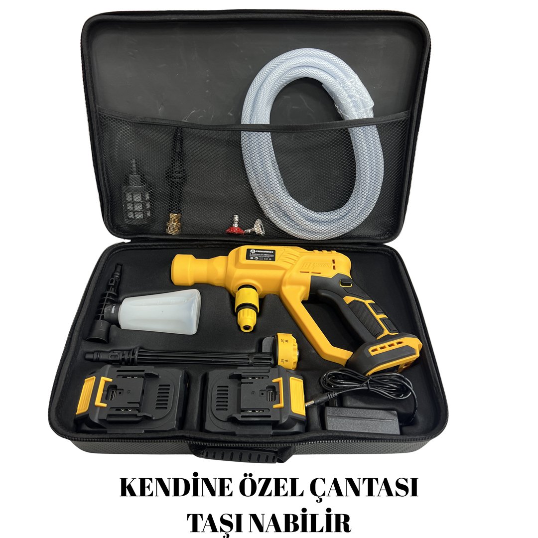 Prohummer PH334 Profesyonel Kömürsüz Yüksek Basınçlı Çift Akülü Oto Araba Yıkama, Sulama, İlaçlama Makinesi, Araç Yıkama çantası
