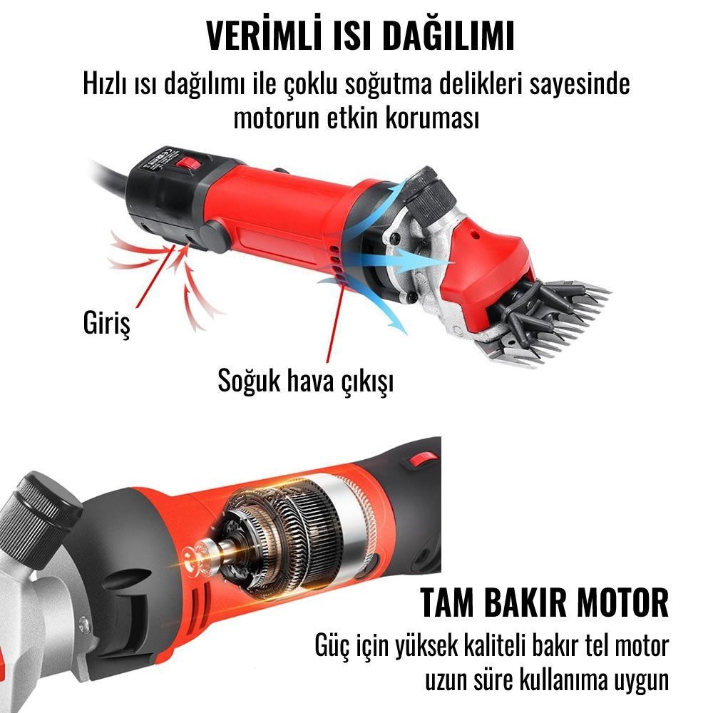 Prohummer PH-EA018 Koyun Keçi Kırkma Makinesi (Kırmızı) özellikler