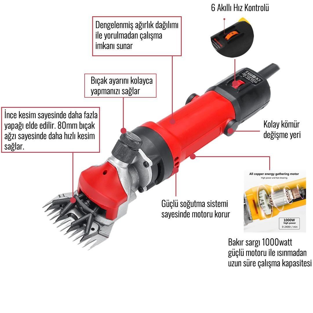 Prohummer PH-EA018 Koyun Keçi Kırkma Makinesi (Kırmızı) teknik özellikler