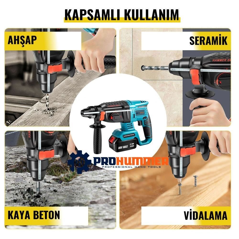 Prohummer PH-KD014 88VF 5ah Kömürsüz Şarjli Professional Kırıcı Delici (Mavi) özellikleri