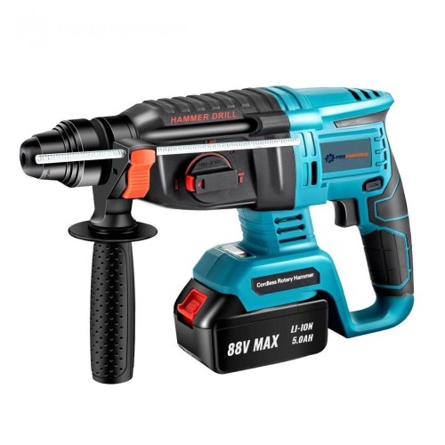 Prohummer PH014 Kömürsüz 88Vf 5Ah Profesyonel Şarjlı Kırıcı Delici Matkap (Mavi)
