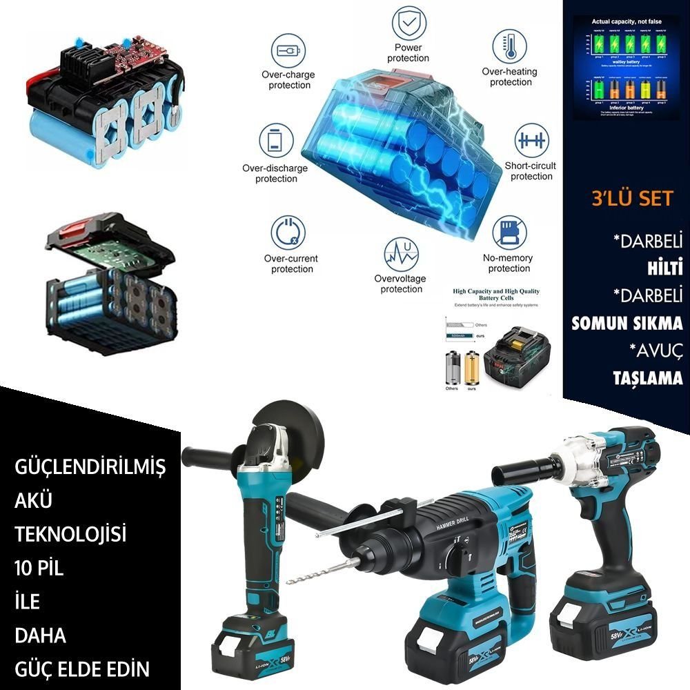 Prohummer PH-SM023 Akülü 58vf Ultra 3lü Set teknik özellikler