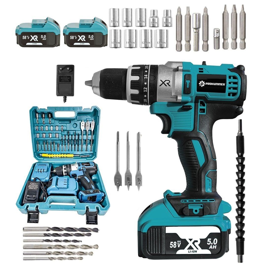 Prohummer PH028 Xr 58vf Şarjlı Matkap Seti (Mavi)