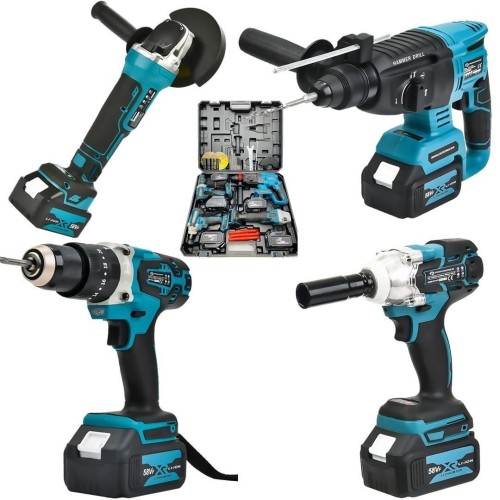Prohummer PH093 Profesyonel Şarjlı Ultra 4lü Set Takımı - Kırıcı Delici, Somun Sıkma, Taşlama ve Vidalama Matkap 58vf