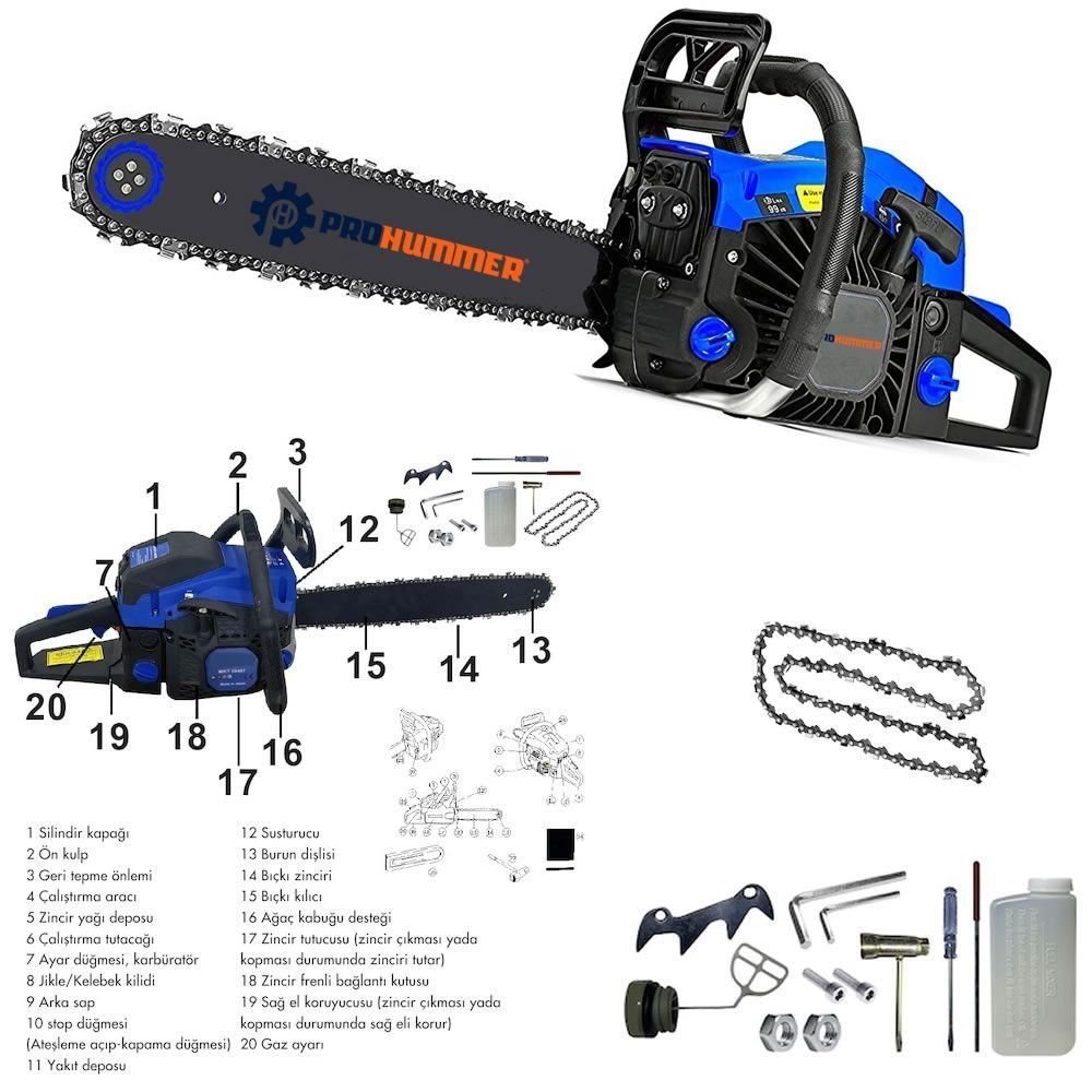 Prohummer PH-TS030 Benzinli Ağaç Motoru (Mavi) özellikleri