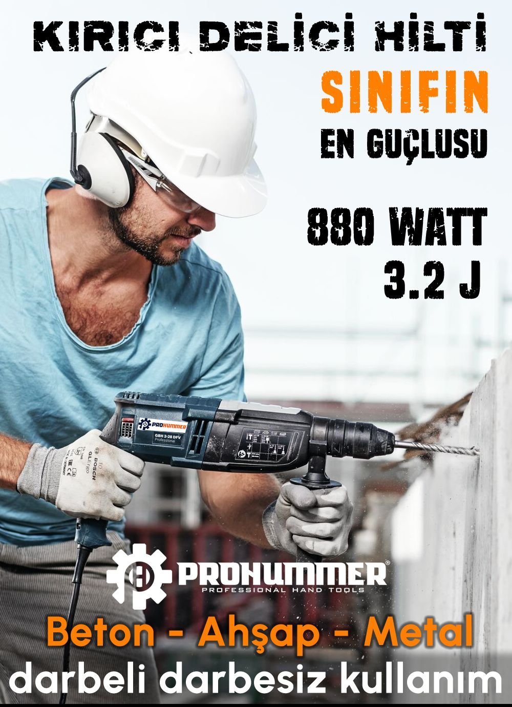 Prohummer PH004 Professional Kırıcı Delici Hilti 880W (Mavi)
