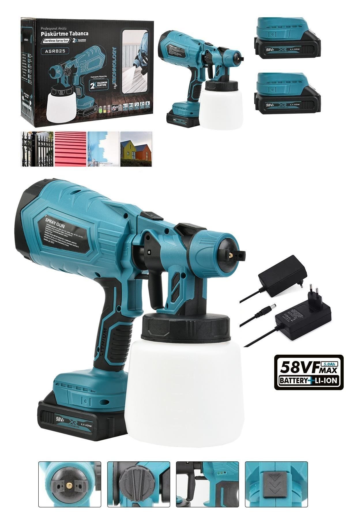 Prohummer PH200 Yüksek Basınçlı Çift Akülü Sprey Boya Püskürtme Tabancası (Mavi) model ve fiyatları