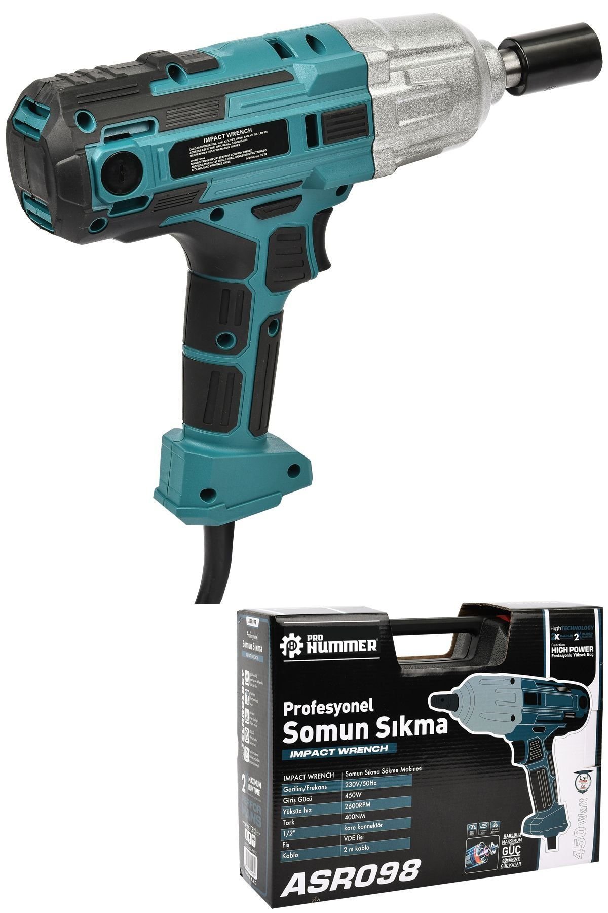 Prohummer PH202 Elektrikli Somun Sıkma Sökme Makinesi 450Watt (Mavi) özellikleri