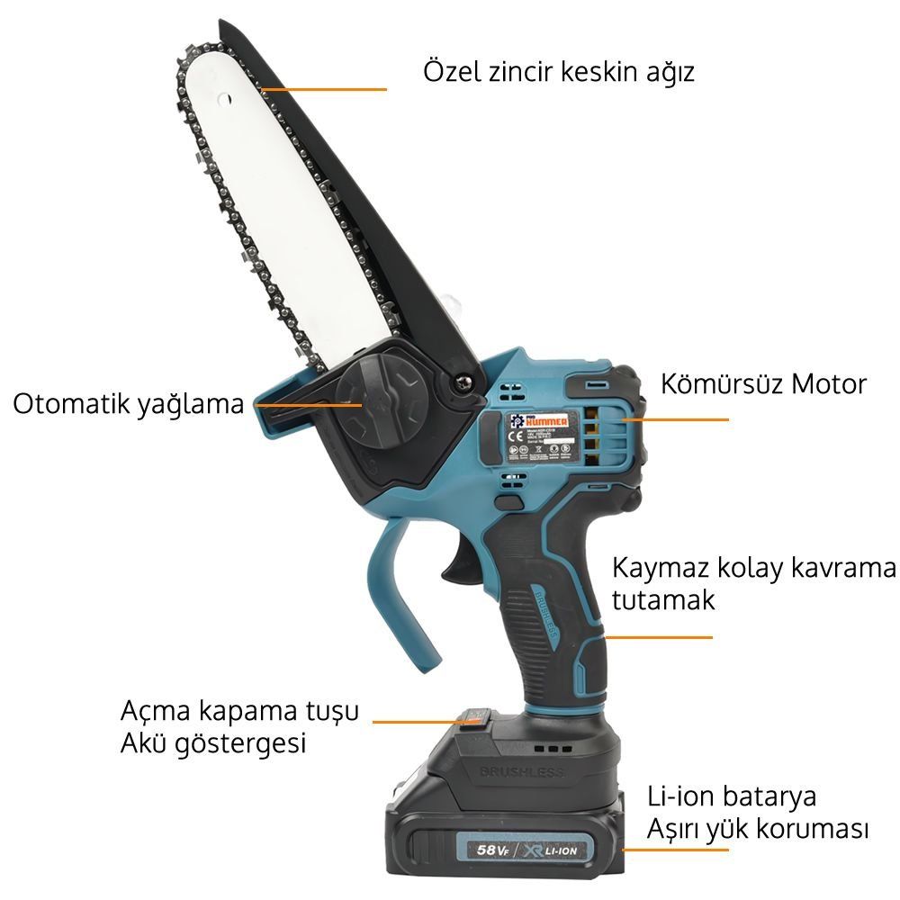 Prohummer PH218 Akülü 3ʻlü Bahçe Seti Dal Budama, Testere ve Vidalama 58Vf dal testeresi