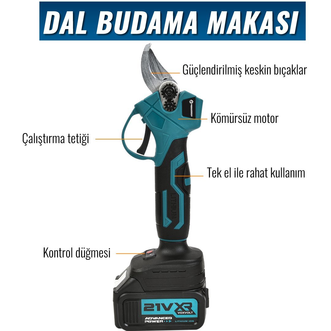 Prohummer PH253 Profesyonel Akülü Süper 6li Set Makina 88vf 5ah dal budama makas özellikleri