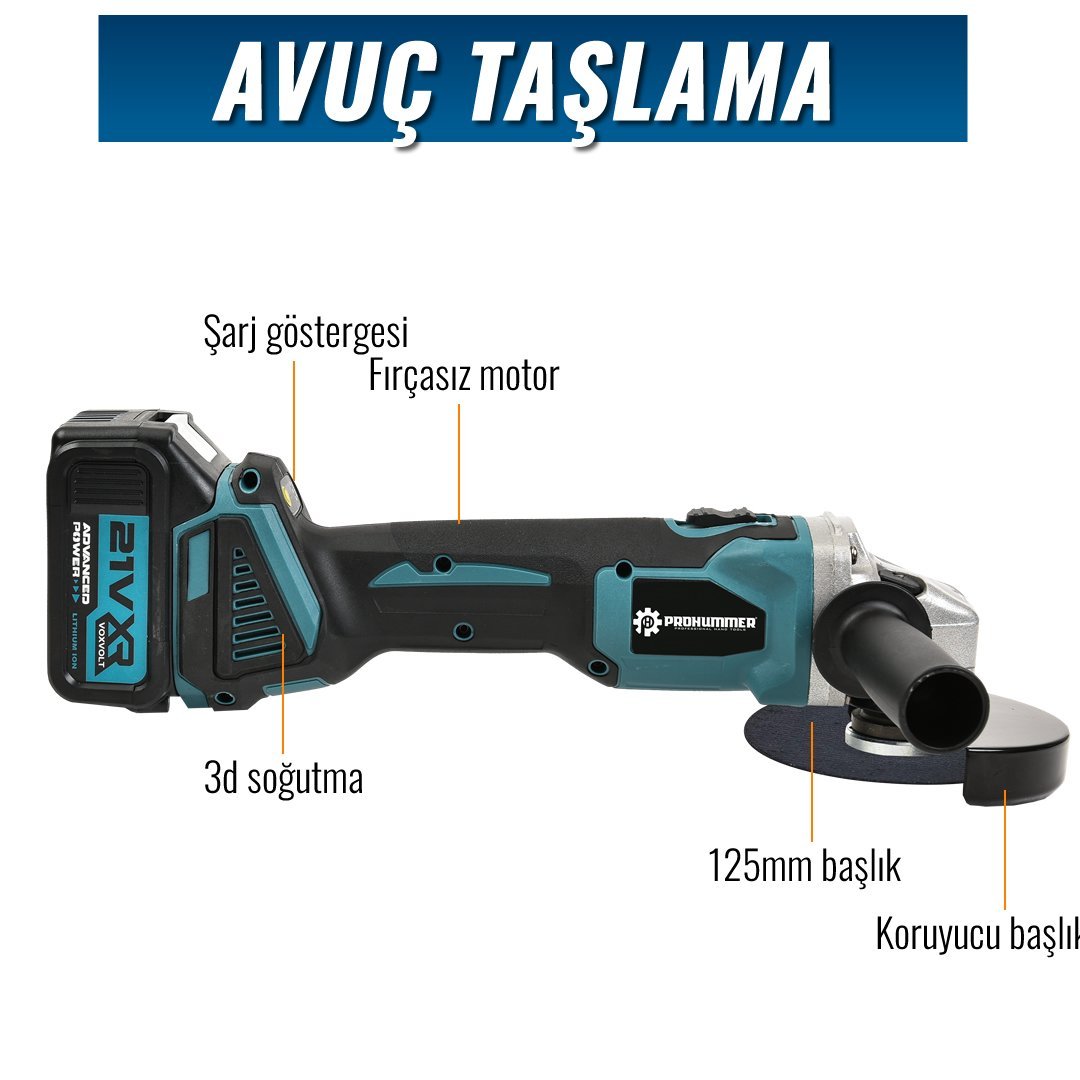 Prohummer PH253 Profesyonel Akülü Süper 6li Set Makina 88vf 5ah avuç taşlama özellikleri
