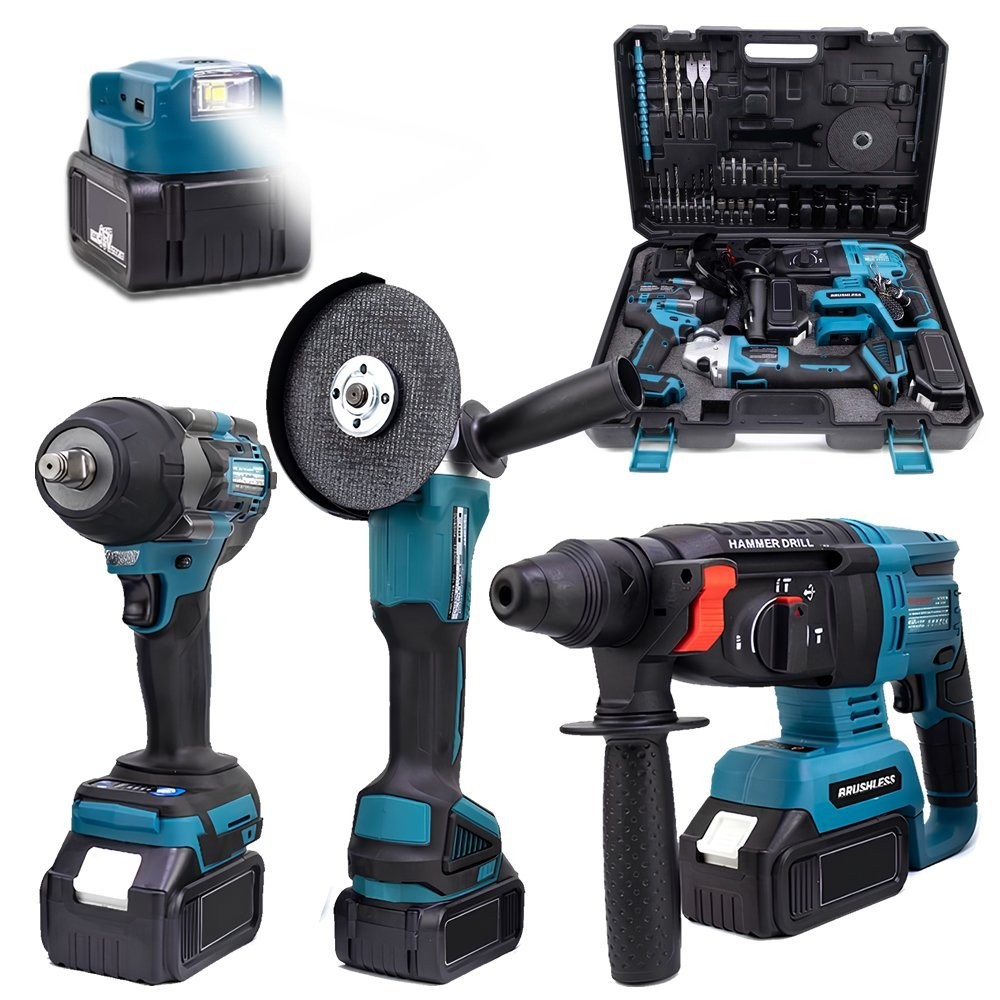 Prohummer PH279 Akülü Kömürsüz 3IN1 Matkap Seti - (800Nm Somun Sökme, Kırıcı Delici , 125mm Avuç Taşlama, Powerbank ve Led) 21v 4ah