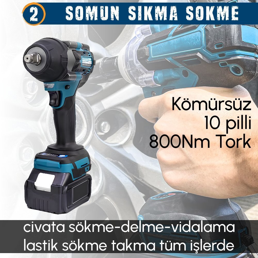 Prohummer PH279 Akülü Kömürsüz 3IN1 Set Makine somun sökme sıkma özellikler