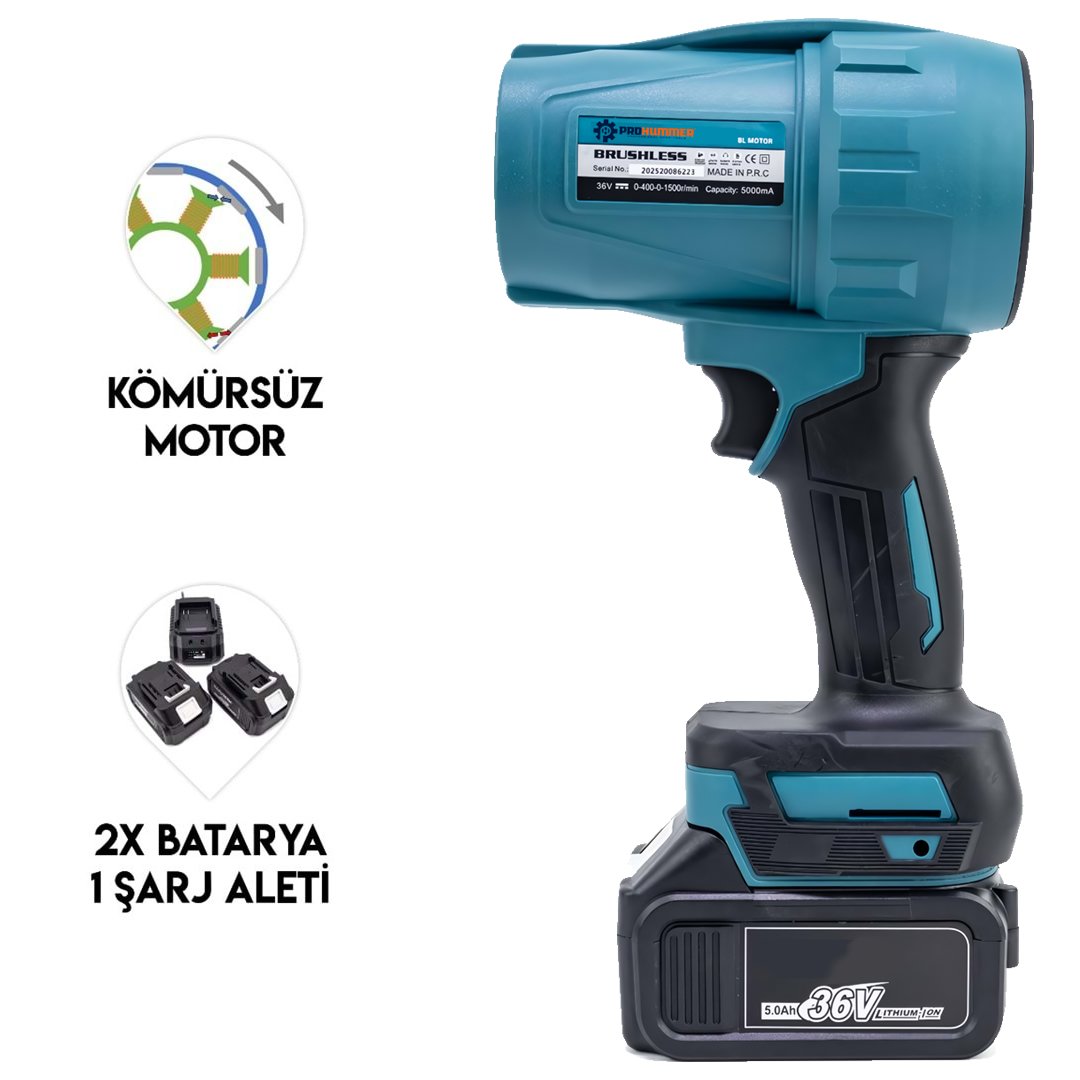 Prohummer PH280 Kömürsüz Çift Akülü Hava Üfleme Makinesi 36v 5ah (Mavi) model ve fiyatlar