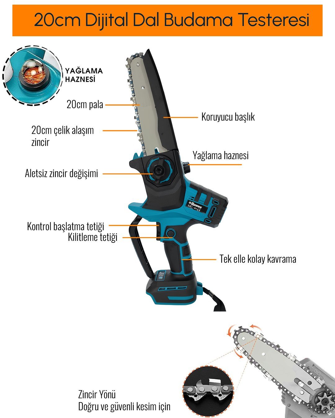 Prohummer PH294 Profesyonel 2li Set Akülü Dijital Göstergeli 20cm Dal Budama Testeresi 88Vmax özellikleri