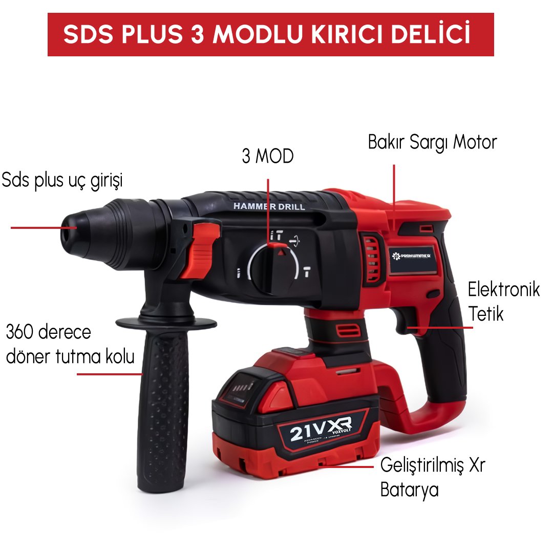 Prohummer PH304 Profesyonel Yeni Kırmızı 4lü Set Makine - kırıcı delici özellikleri