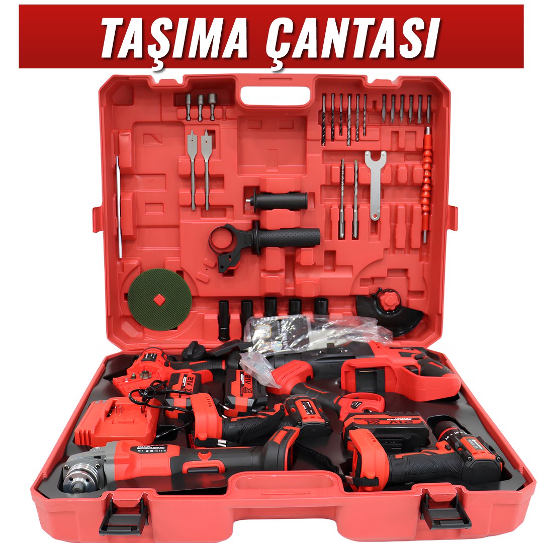 Prohummer ST777 Profesyonel Akülü Kırmızı Süper 6lı Set Makina taşıma çantası