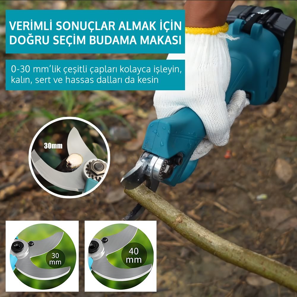 Prohummer PH332 Kömürsüz Akülü Dal Budama Makası 30mm 58Vf model ve fiyatlar