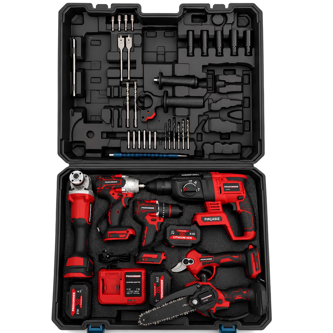 Prohummer Ph338 Profesyonel Komursuz Akulu 6li Set Kirmizi 21v 4ah Cantasi