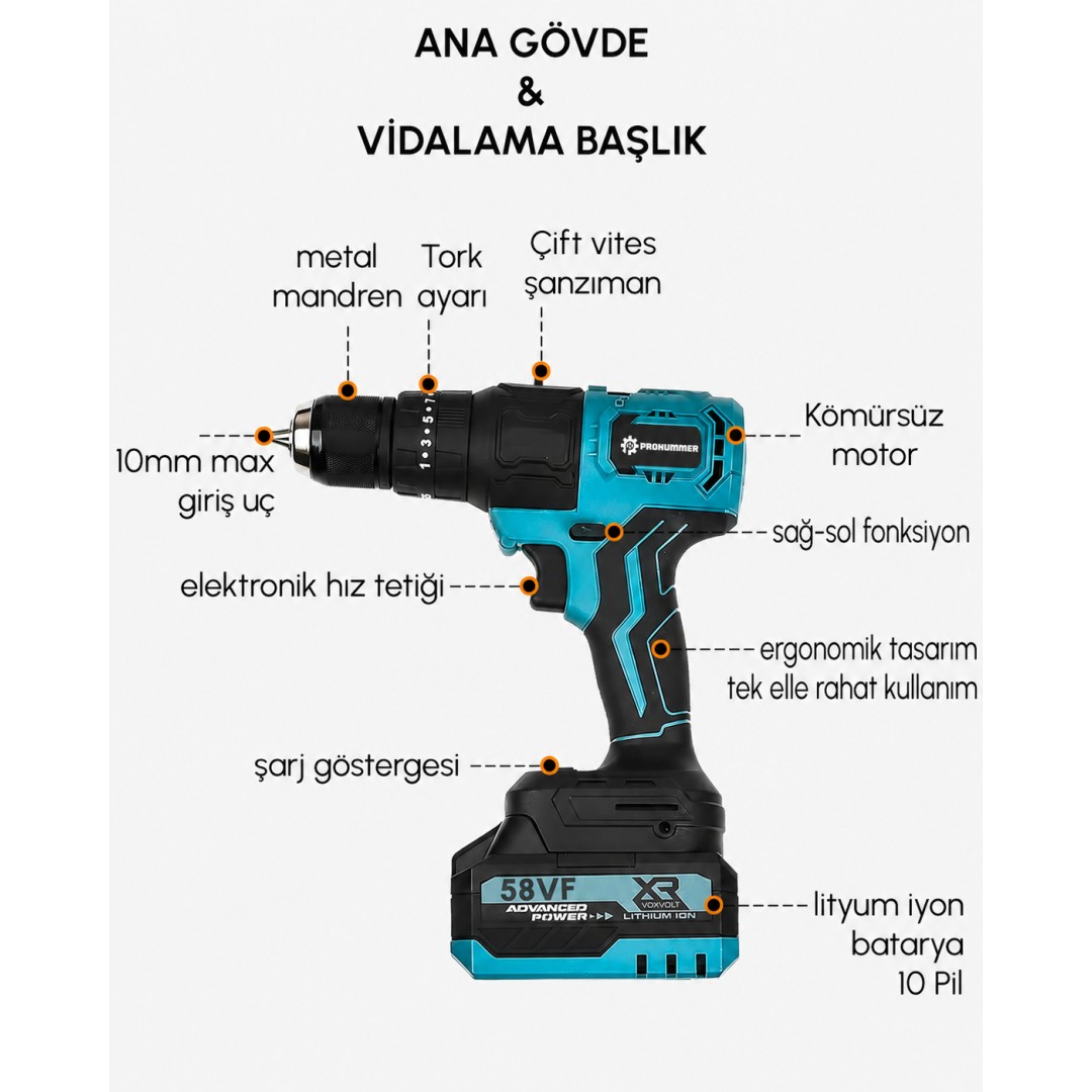 Bosch Plus EEA391 Akülü Kömürsüz 13 Başlıklı Multi Makina Seti 58Vf Çok Amaçlı Başlıklı özellikleri