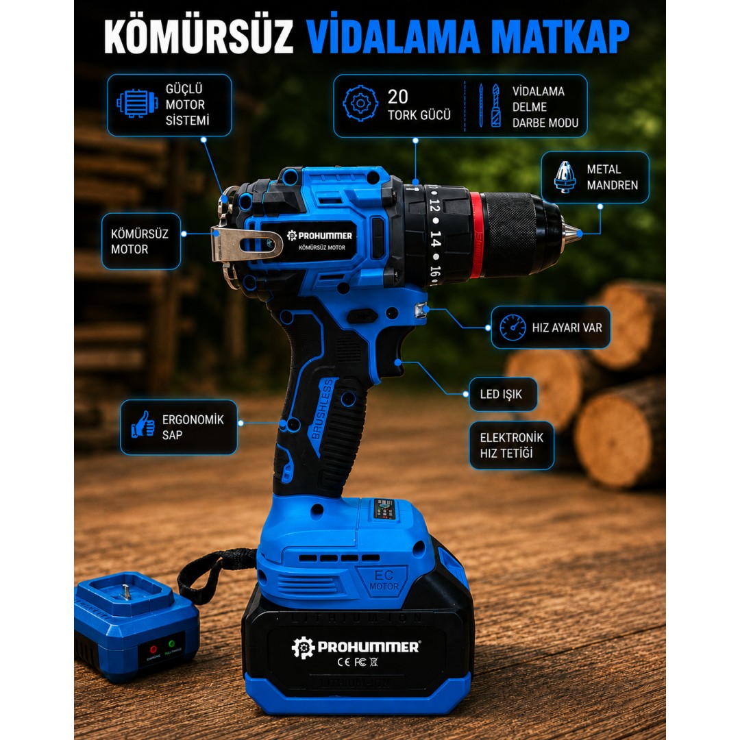 Prohummer PH343 Kömürsüz Akülü 3lü Bahçe Seti vidalama matkap özellikleri
